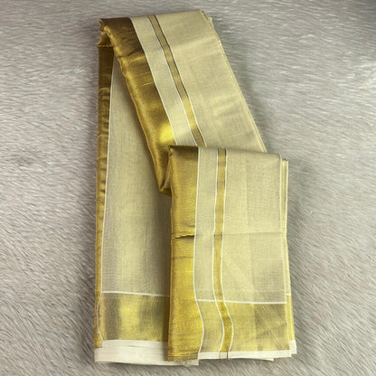 Plain Golden Tissue Kerala Saree