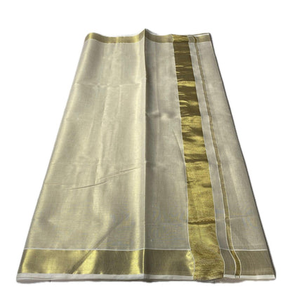Plain Golden Tissue Kerala Saree