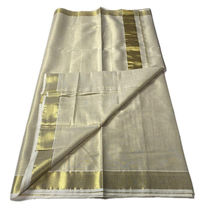 Plain Golden Tissue Kerala Saree