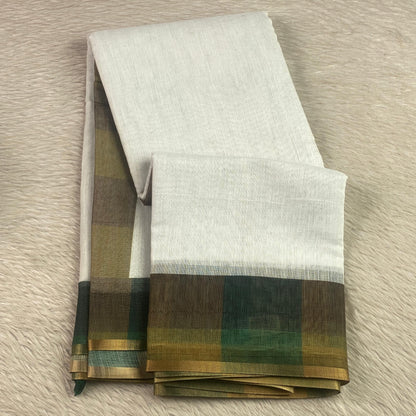 Priyanka Rust Madras Check Semi Linen Saree ✨