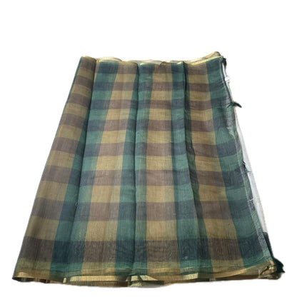 Priyanka Rust Madras Check Semi Linen Saree ✨