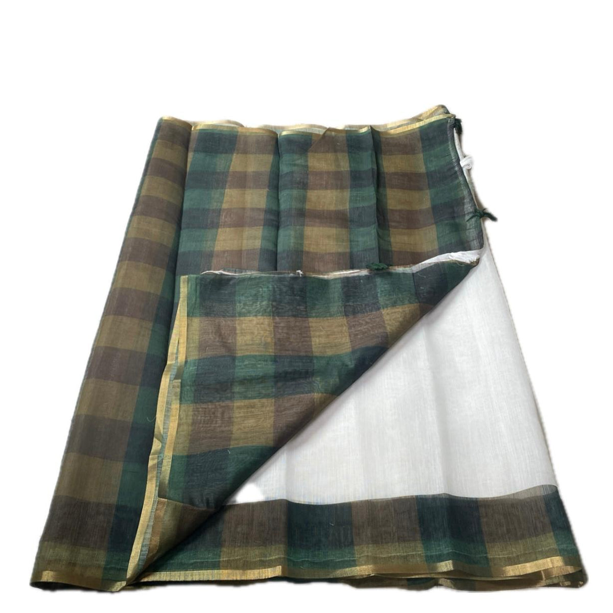 Priyanka Rust Madras Check Semi Linen Saree ✨