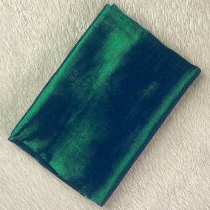 Dual-Tone Peacock Green Silk Light Weight saree