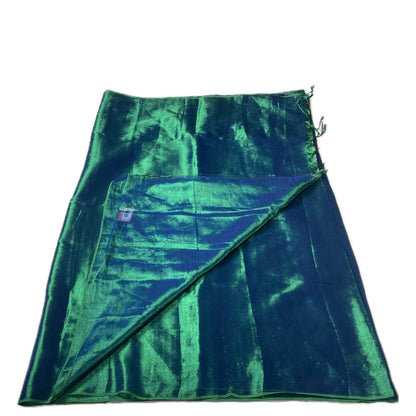 Dual-Tone Peacock Green Silk Light Weight saree