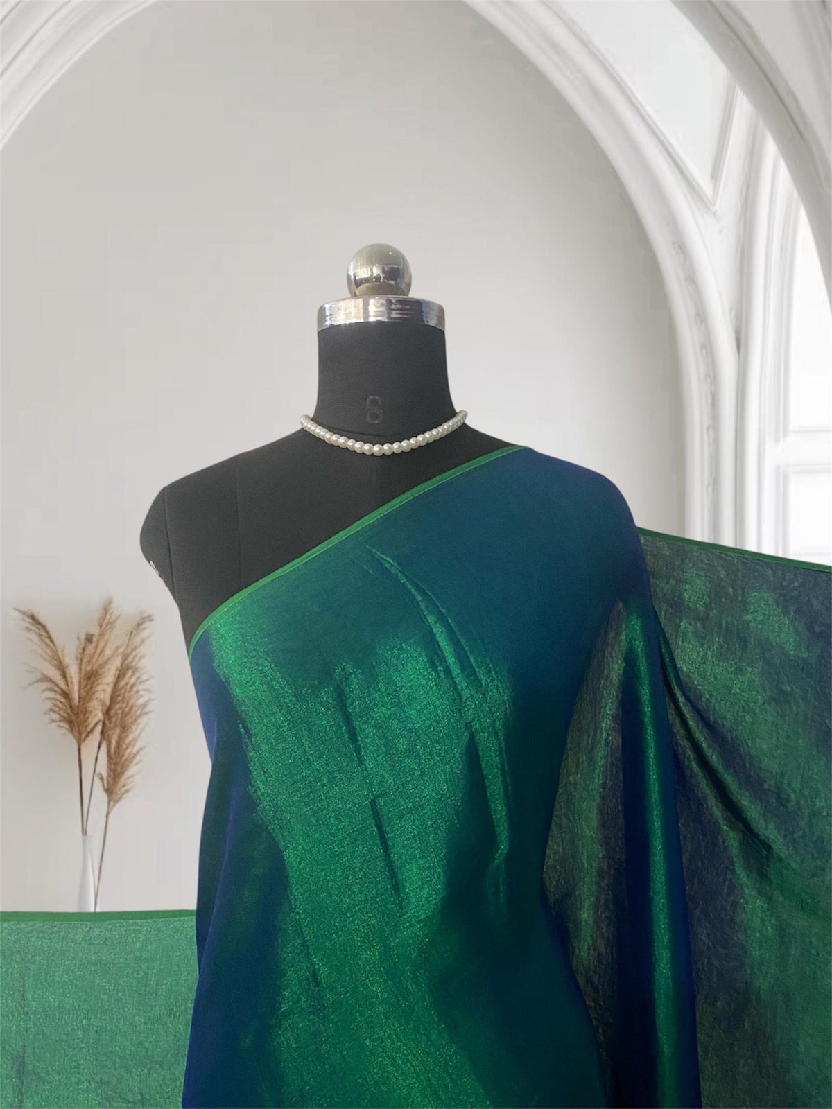 Dual-Tone Peacock Green Silk Light Weight saree