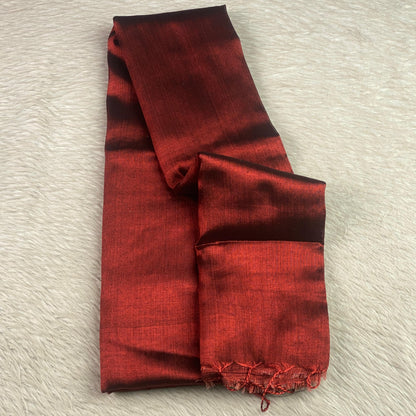 Dual-Tone Copper Maroon Silk Light Weight Saree