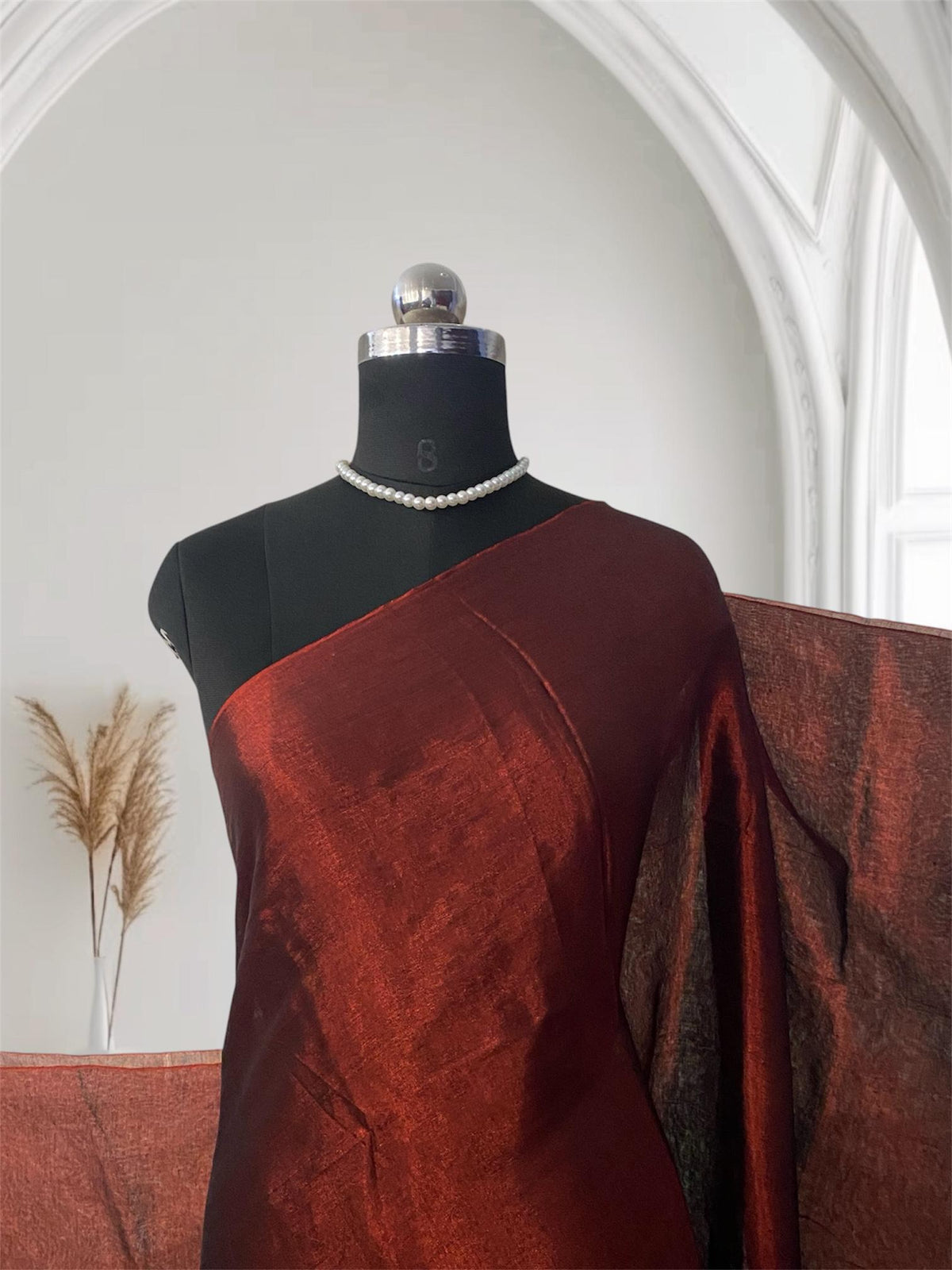 Dual-Tone Copper Maroon Silk Light Weight Saree
