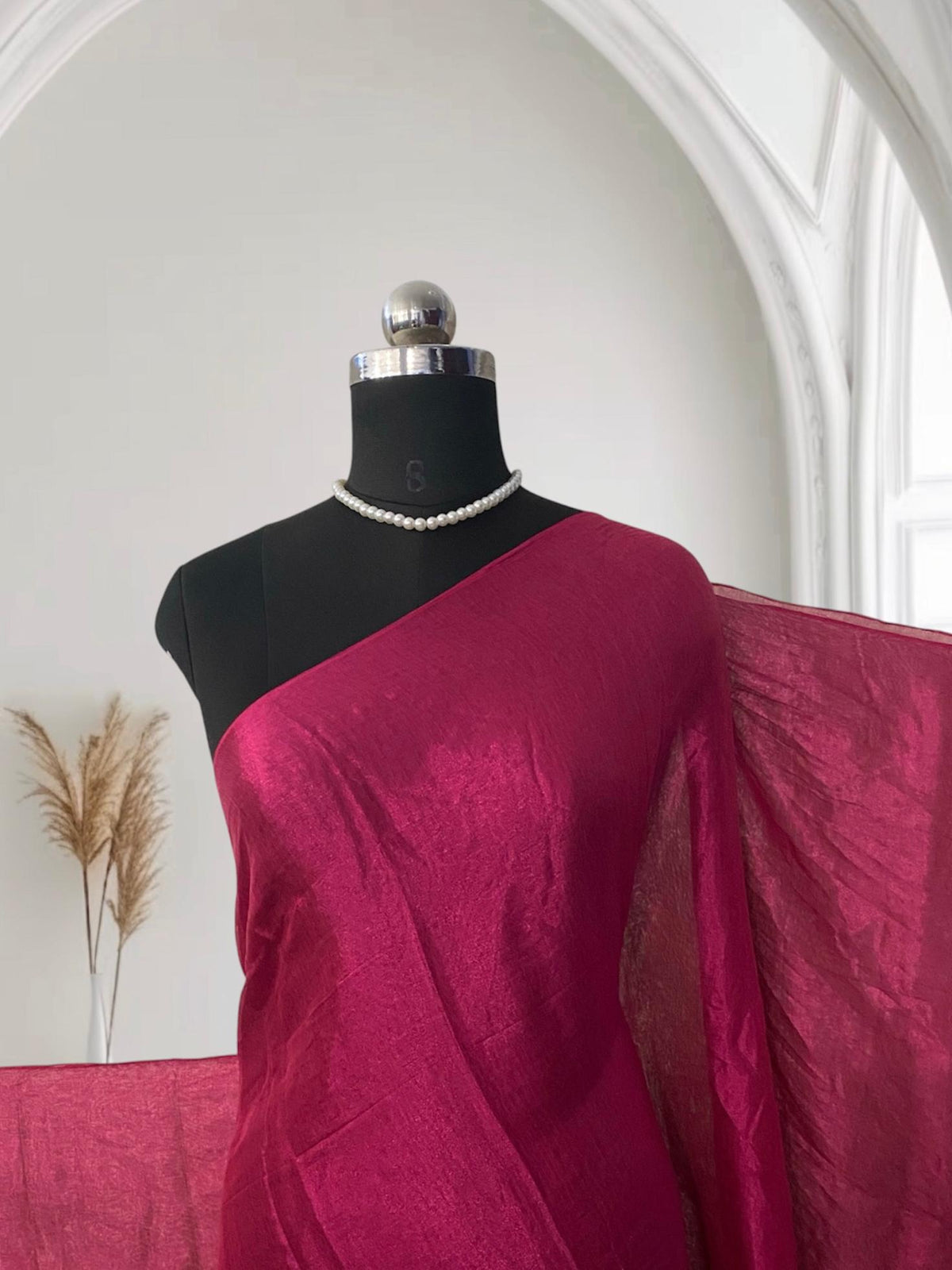 Dual-Tone Rani Pink Silk Light Weight Saree