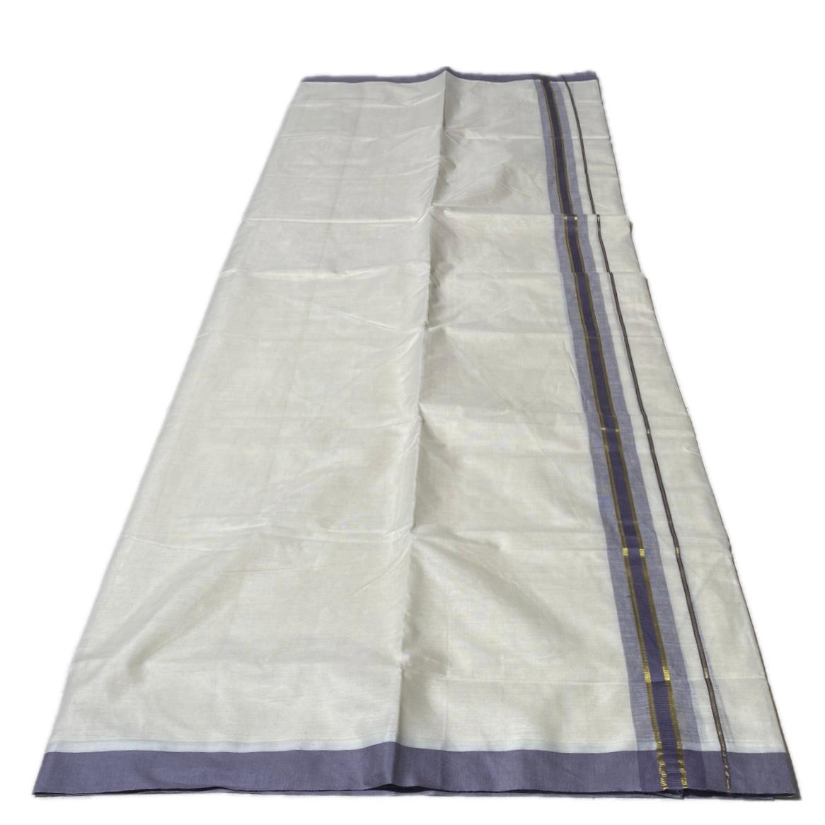 Dhoti with Dusk Blue Line Kasavu