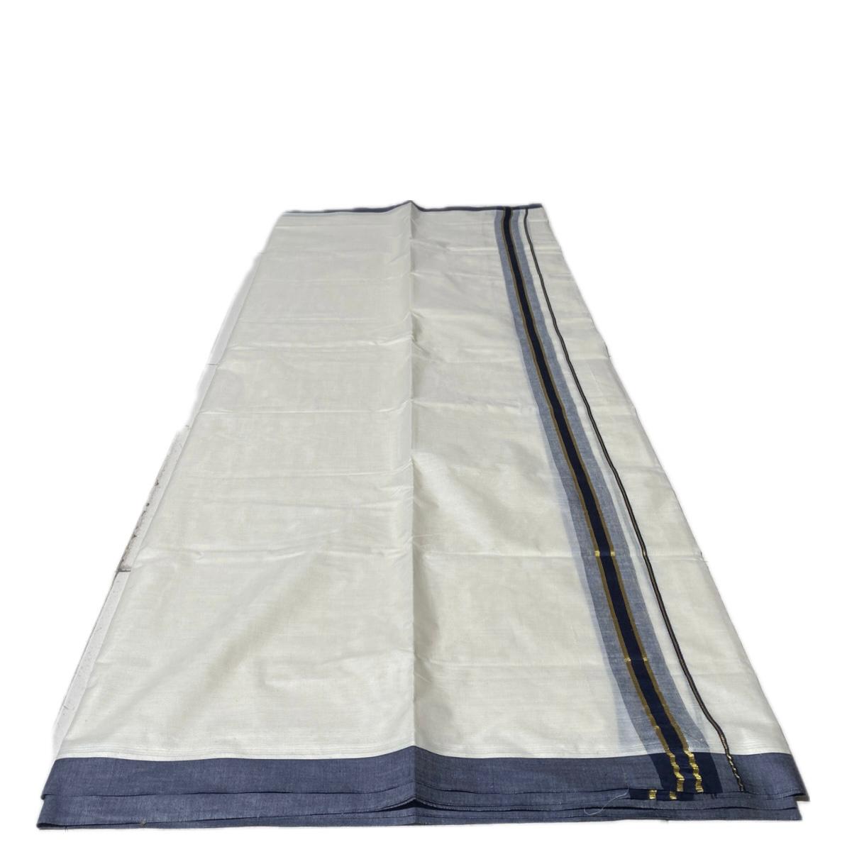 Dhoti with Navy Blue Line Kasavu