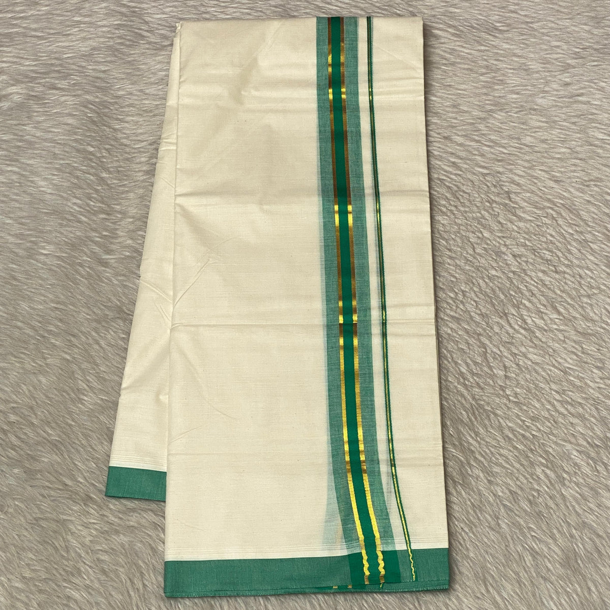Dhoti with Green Line Kasavu