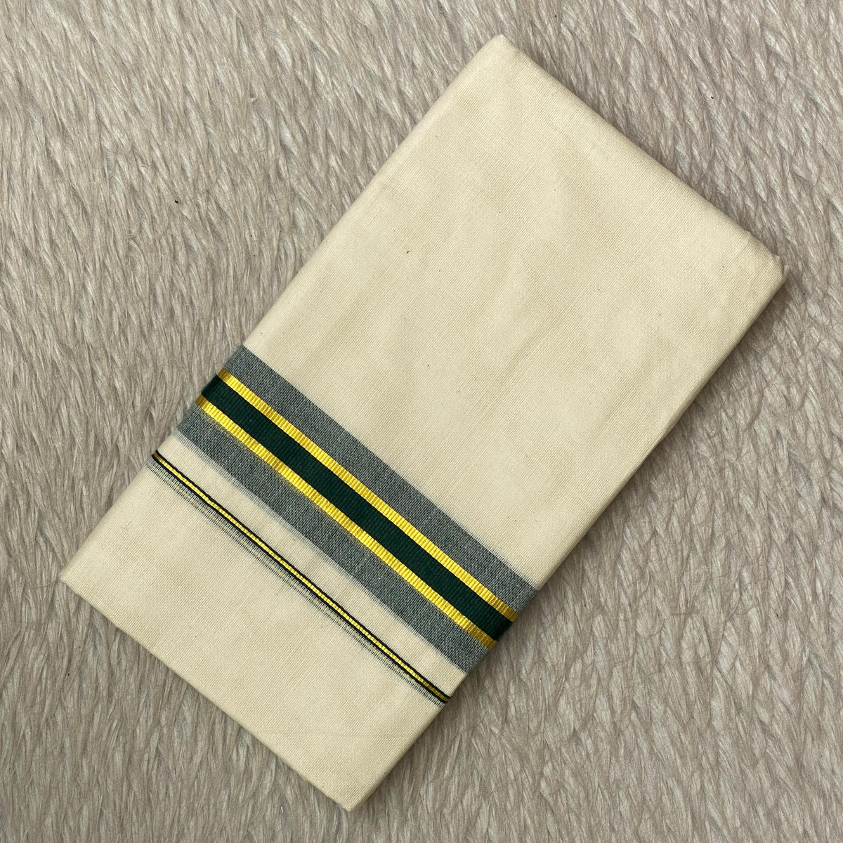 Dhoti with Dark Green Line Kasavu