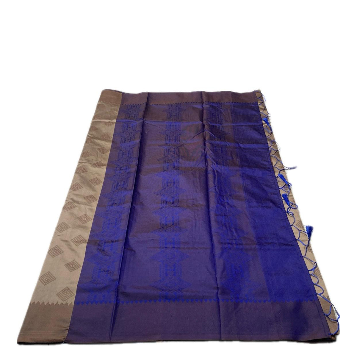 Theertha Soft Silk Saree Chikku with Royal Blue Border