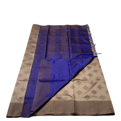 Theertha Soft Silk Saree Chikku with Royal Blue Border