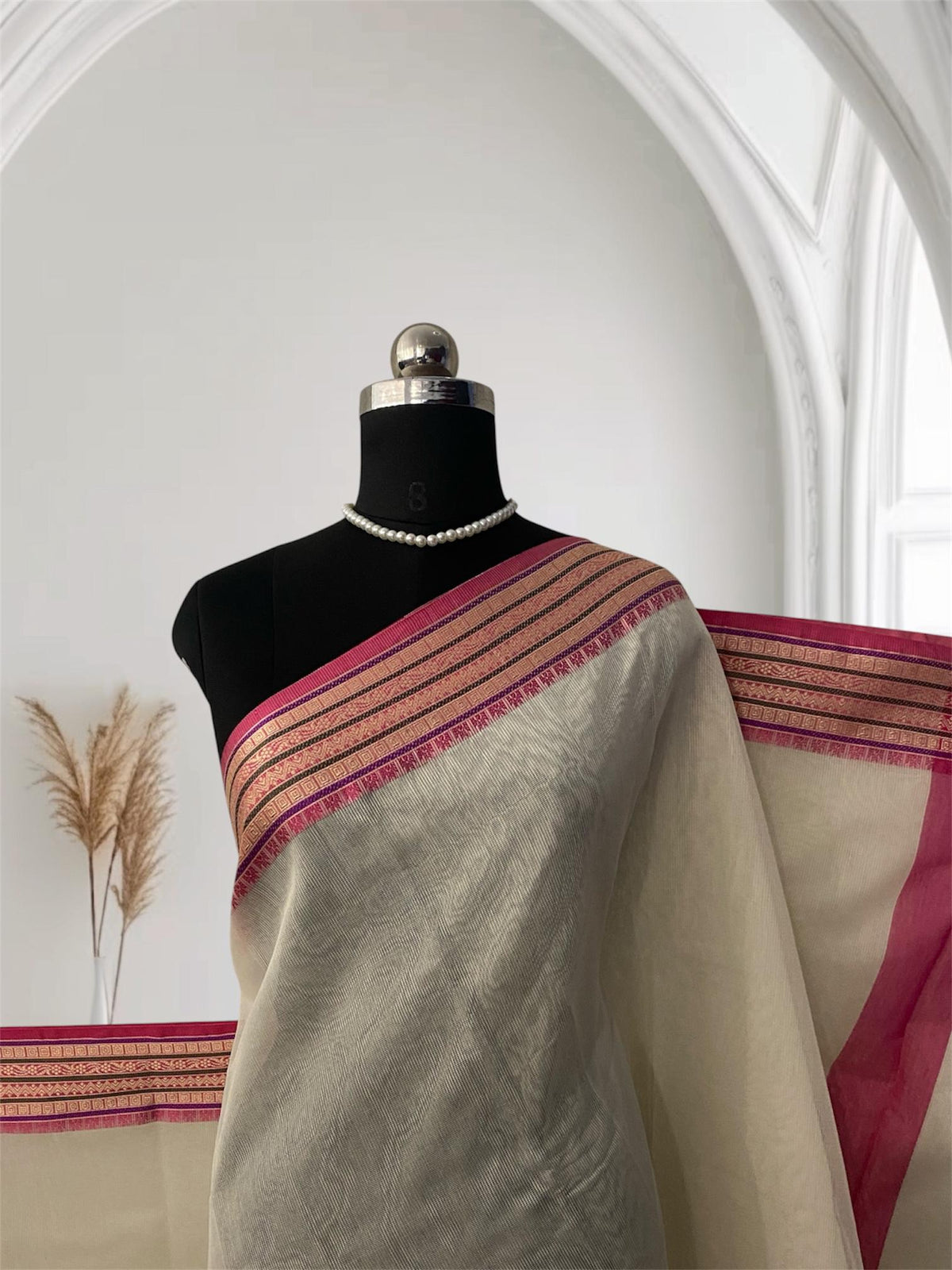 Yamini Kotta Silk Light Weight saree with Pink Border