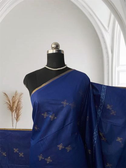 Sumangala Viscode Jacquard Silk Saree in Blue