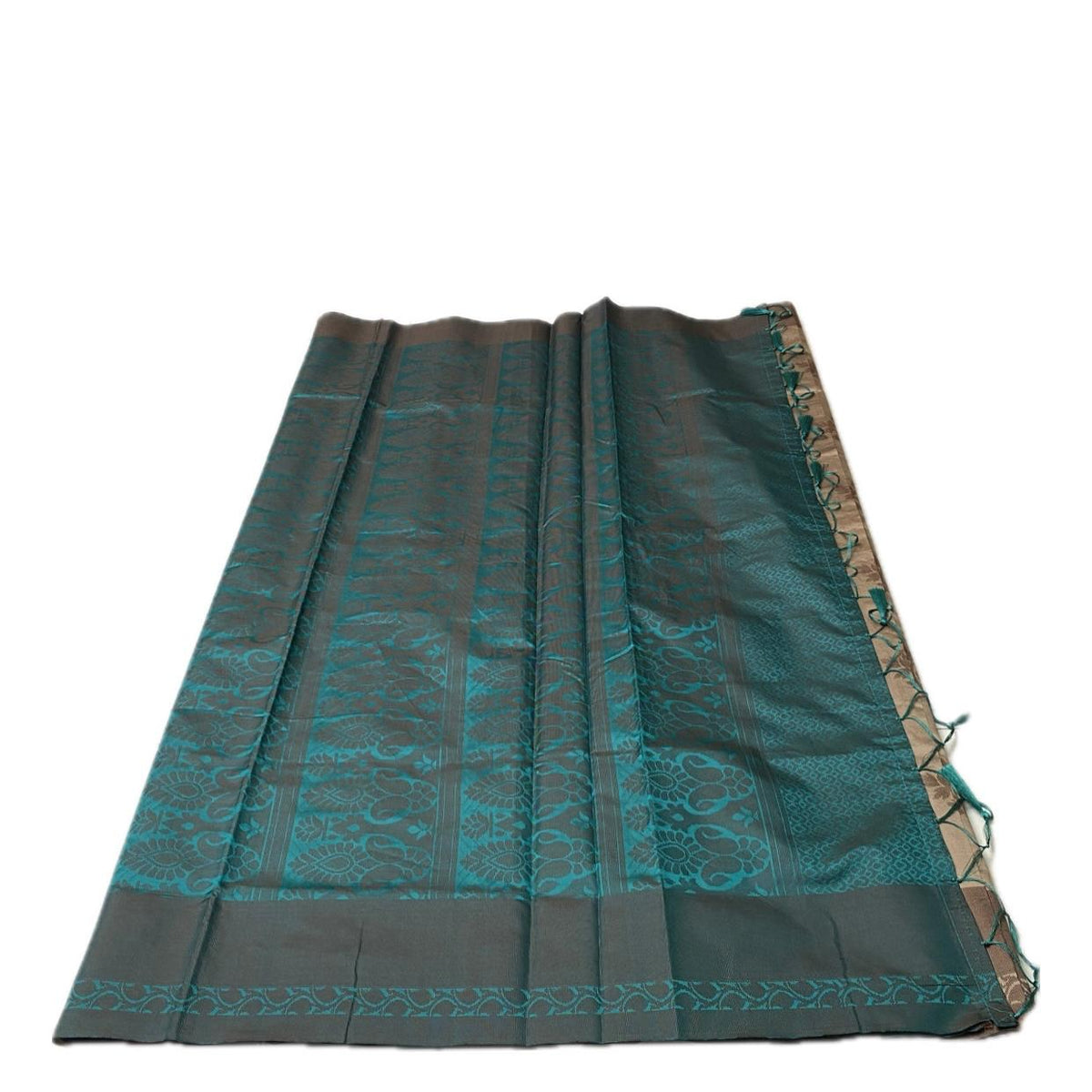 Theertha Soft Silk Saree Chikku with Green Border