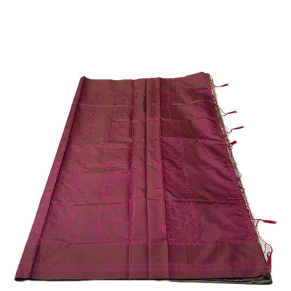 Theertha Soft Silk Saree Chikku with Pink Border