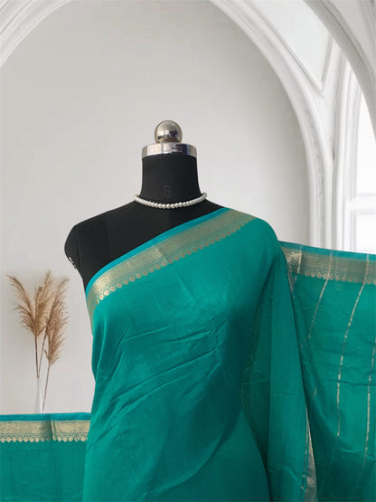 Banarasi Silk Saree in Green with Golden Zari Elegance