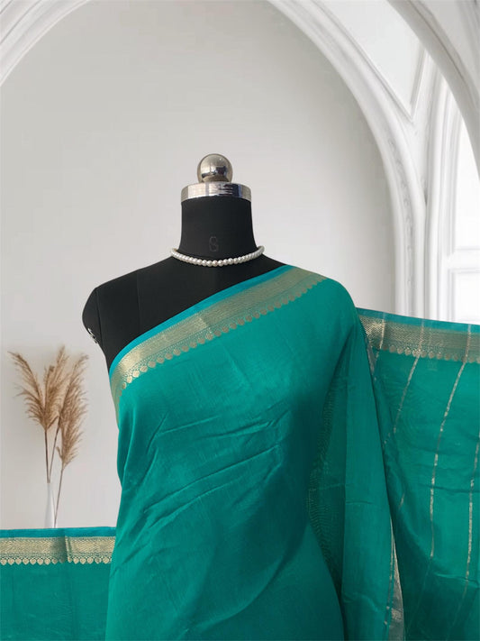 Banarasi Silk Saree in Green with Golden Zari Elegance
