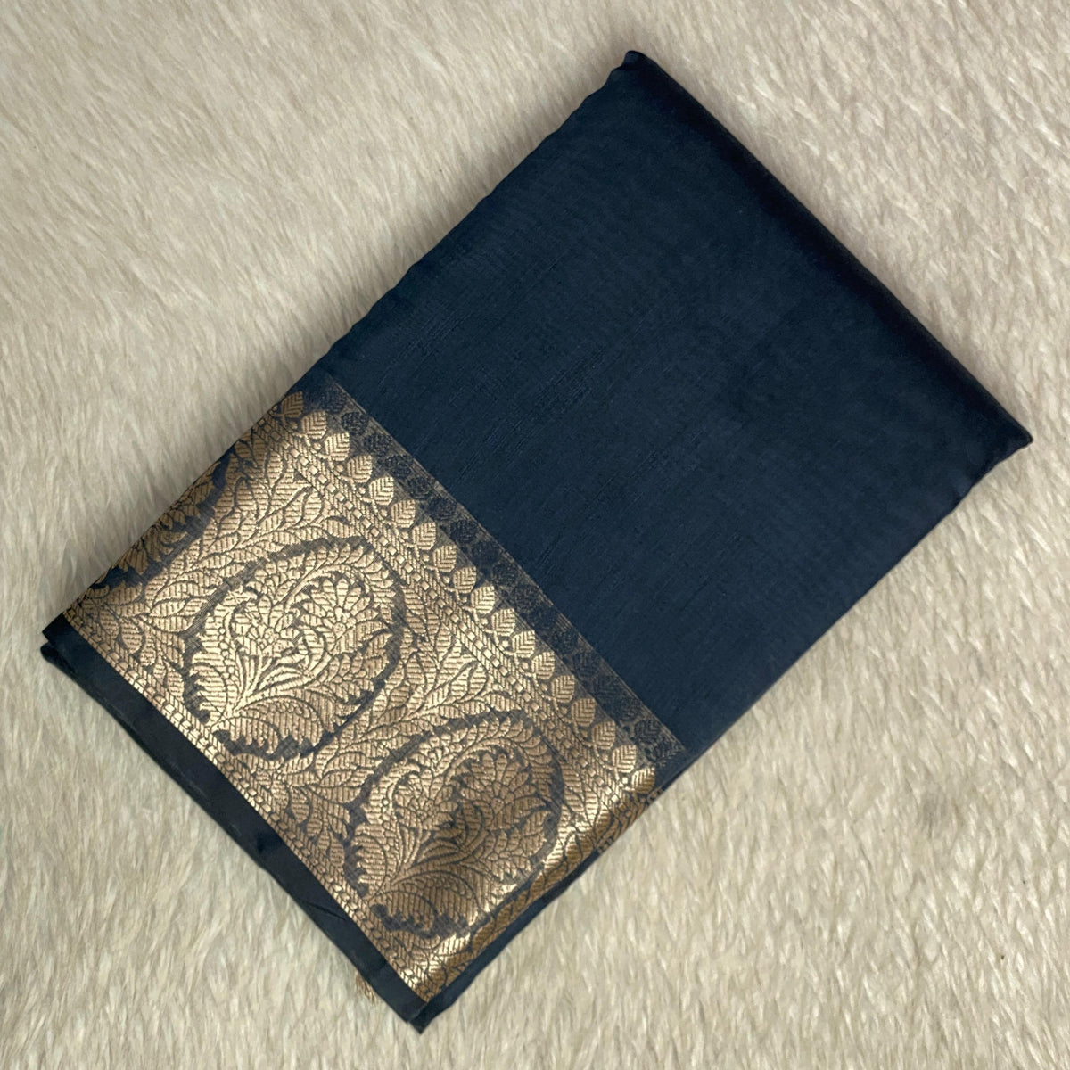 Banarasi Silk Saree in Black with Golden Zari Elegance