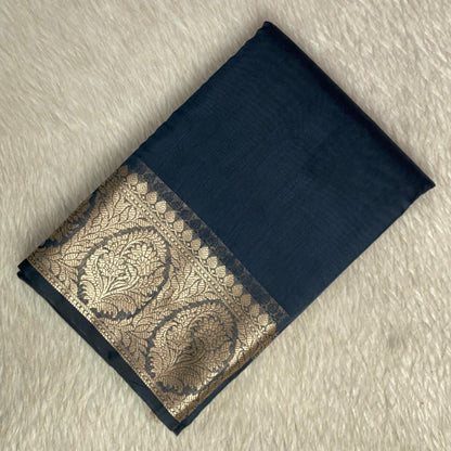 Banarasi Silk Saree in Black with Golden Zari Elegance