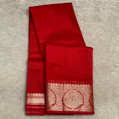 Banarasi Silk Saree in Red with Golden Zari Elegance