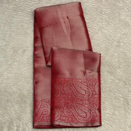 Bridal Red Silk Saree with Antique Gold Zari Motif (Wedding Collections)
