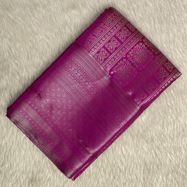 Bridal Dark Pink Kanjivaram Silk Saree with Antique Gold Zari Motif (Wedding Collections)