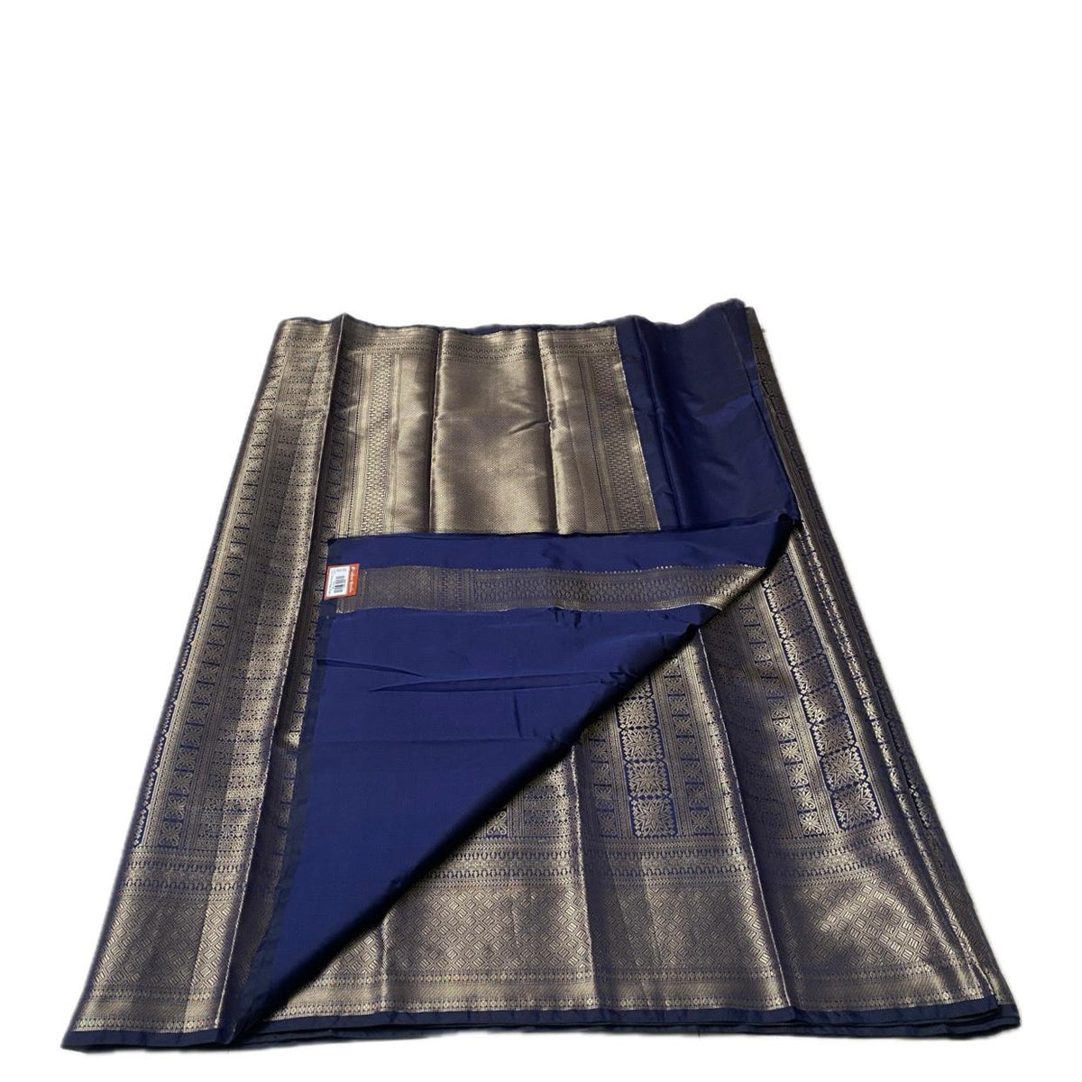 Bridal Navy Blue Kanjivaram Silk Saree with Antique Gold Zari Motif (Wedding Collections)