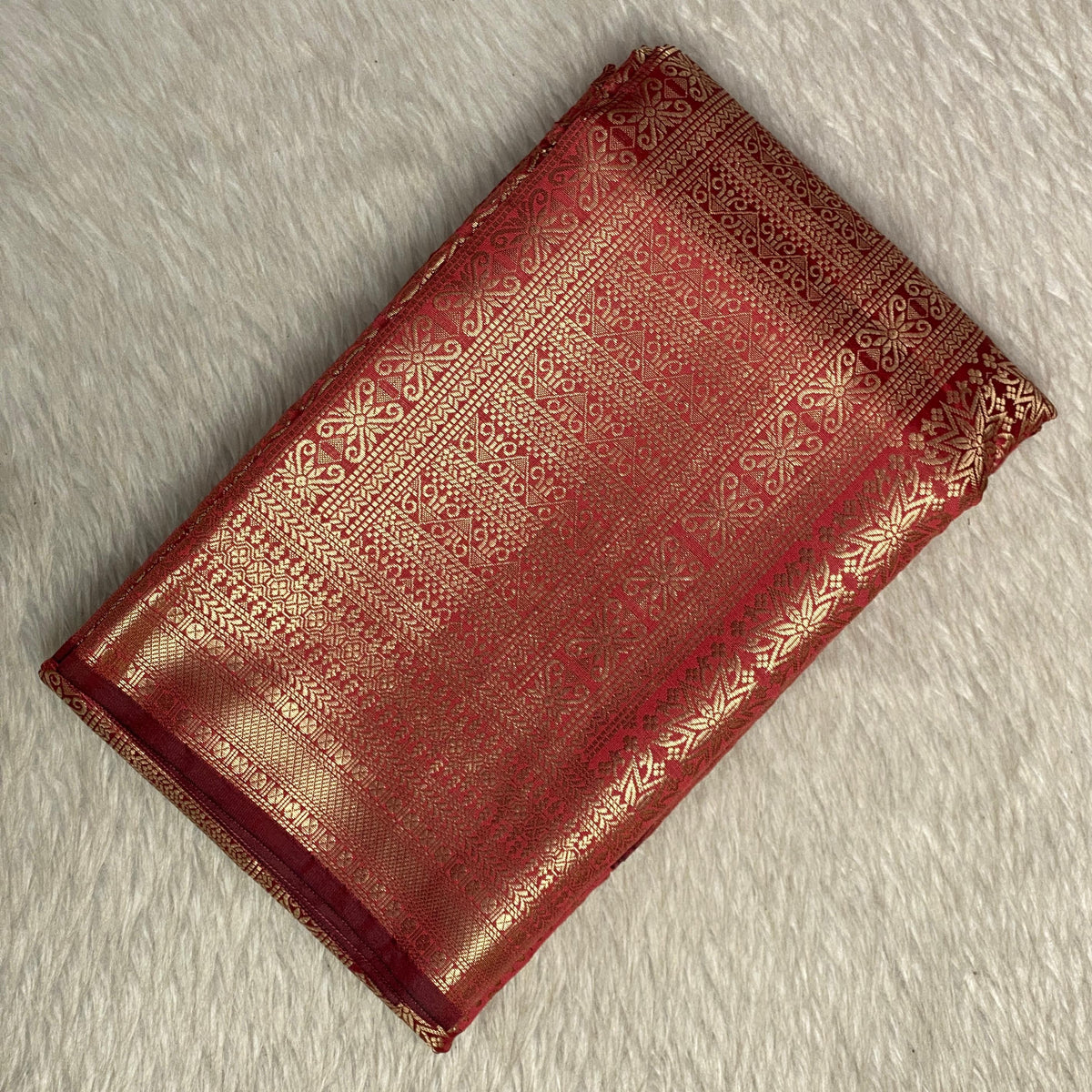 Bridal Red Kanjivaram Silk Saree with Antique Gold Zari Motif (Wedding Collections)