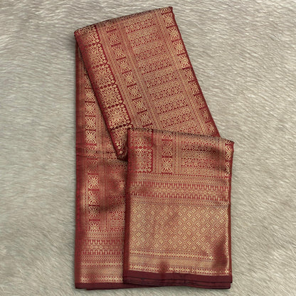 Bridal Red Kanjivaram Silk Saree with Antique Gold Zari Motif (Wedding Collections)