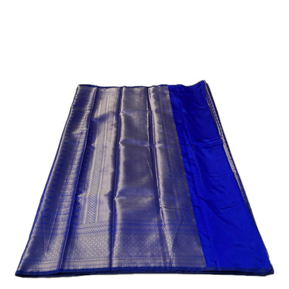 Bridal Royal Blue Kanjivaram Silk Saree with Antique Gold Zari Motif (Wedding Collections)