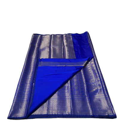 Bridal Royal Blue Kanjivaram Silk Saree with Antique Gold Zari Motif (Wedding Collections)