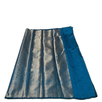 Bridal Blue Kanjivaram Silk Saree with Antique Gold Zari Motif (Wedding Collections)