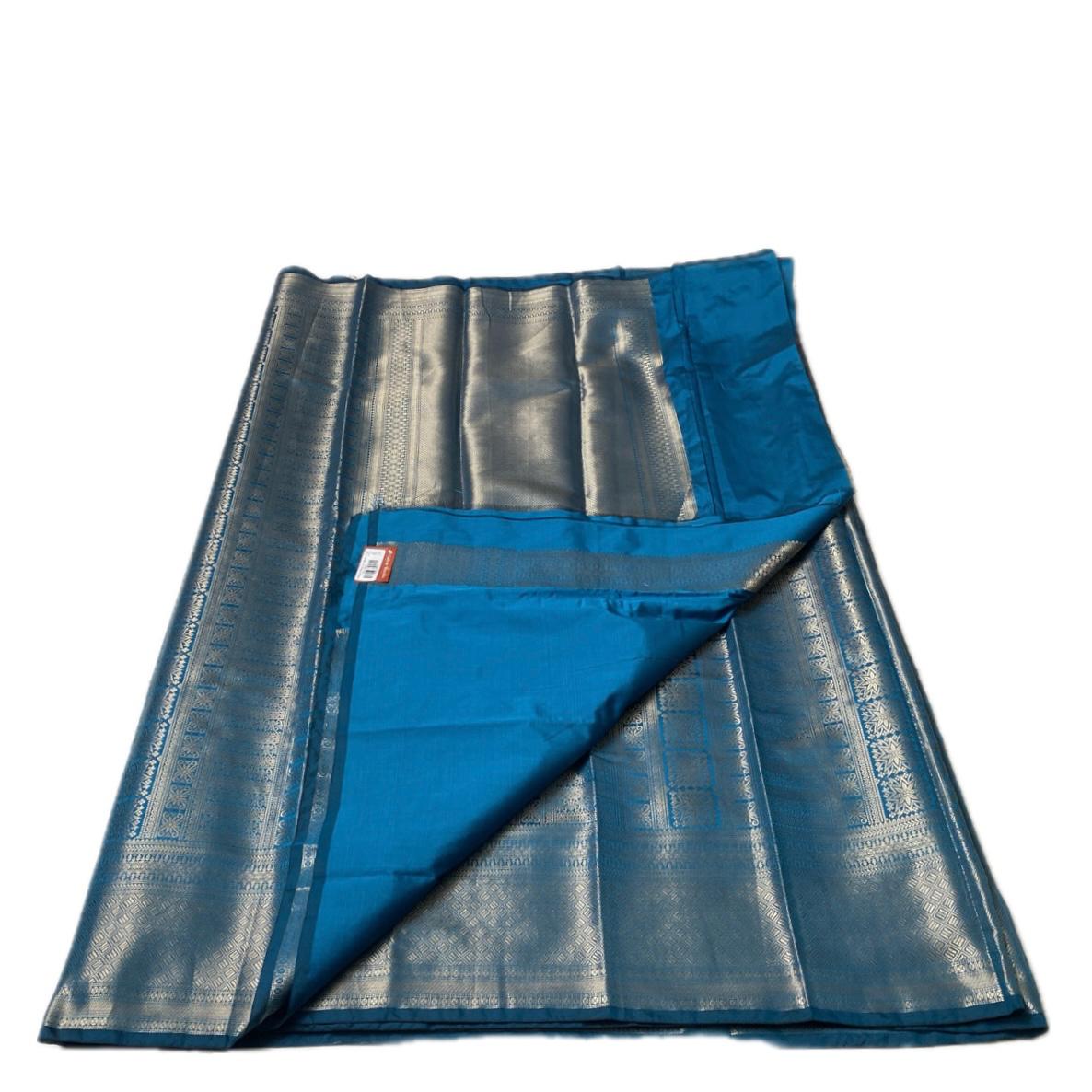 Bridal Blue Kanjivaram Silk Saree with Antique Gold Zari Motif (Wedding Collections)