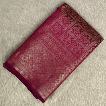 Bridal Pink Kanjivaram Silk Saree with Antique Gold Zari Motif (Wedding Collections)
