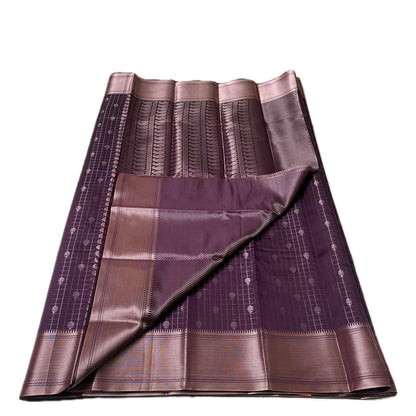 Radhima Purple Royal Checks Silk Saree with Golden Zari