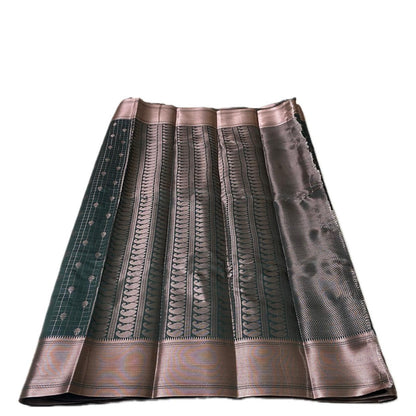 Radhima Green Royal Checks Silk Saree with Golden Zari