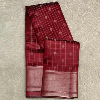 Radhima Royal Checks Silk Saree with Golden Zari