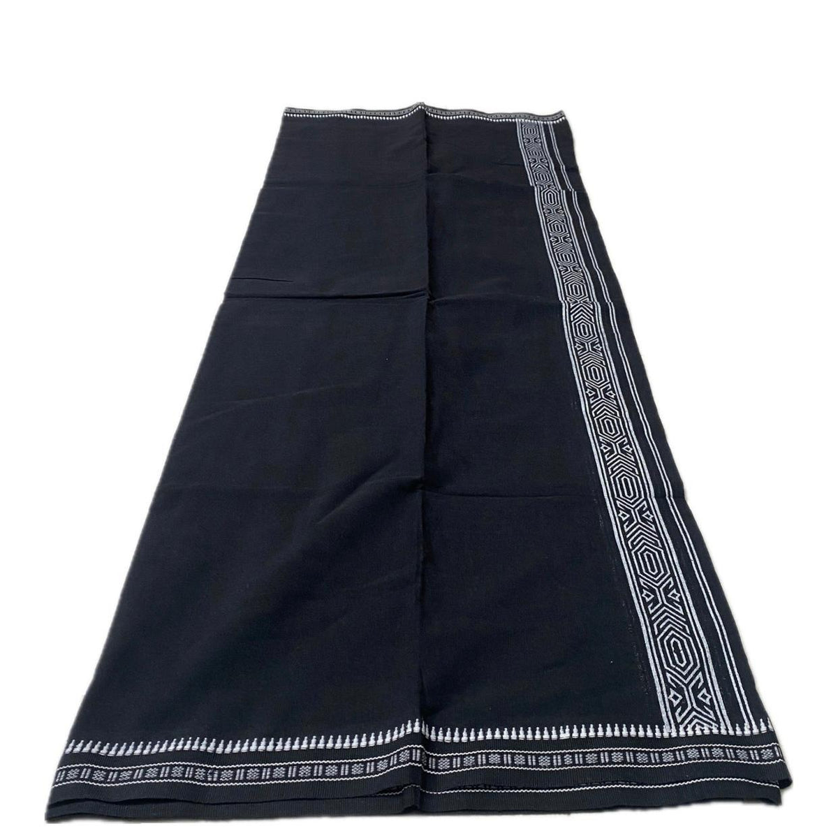 Men's Black Dhoti with White Geometric Border