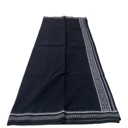 Men's Black Dhoti with White Geometric Border