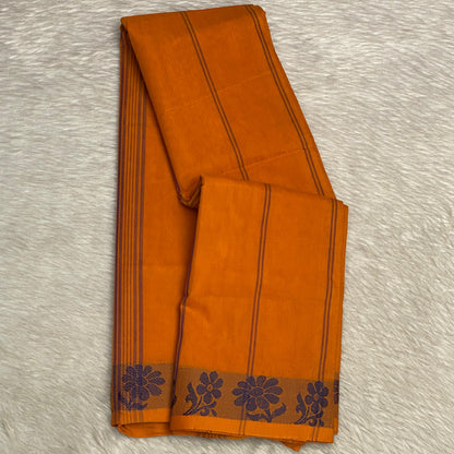 Mustard Yellow Linen Saree with Black Border