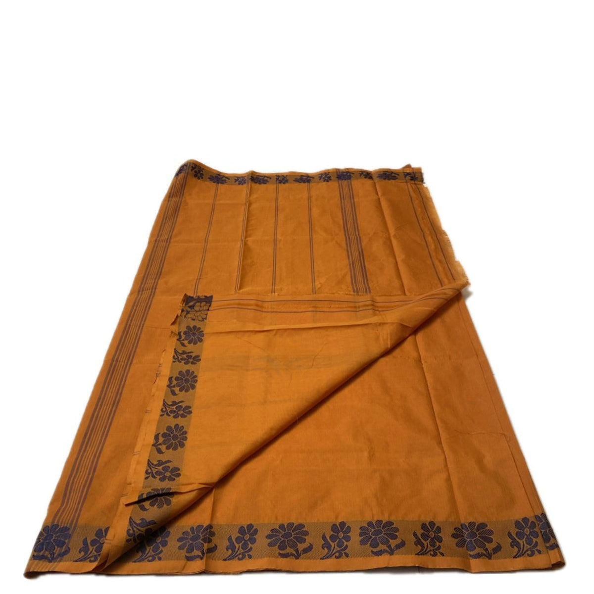 Mustard Yellow Linen Saree with Black Border