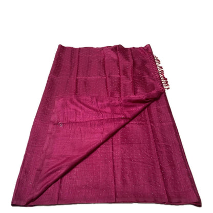 kashmiri Silk Pink Saree with Silver Dots