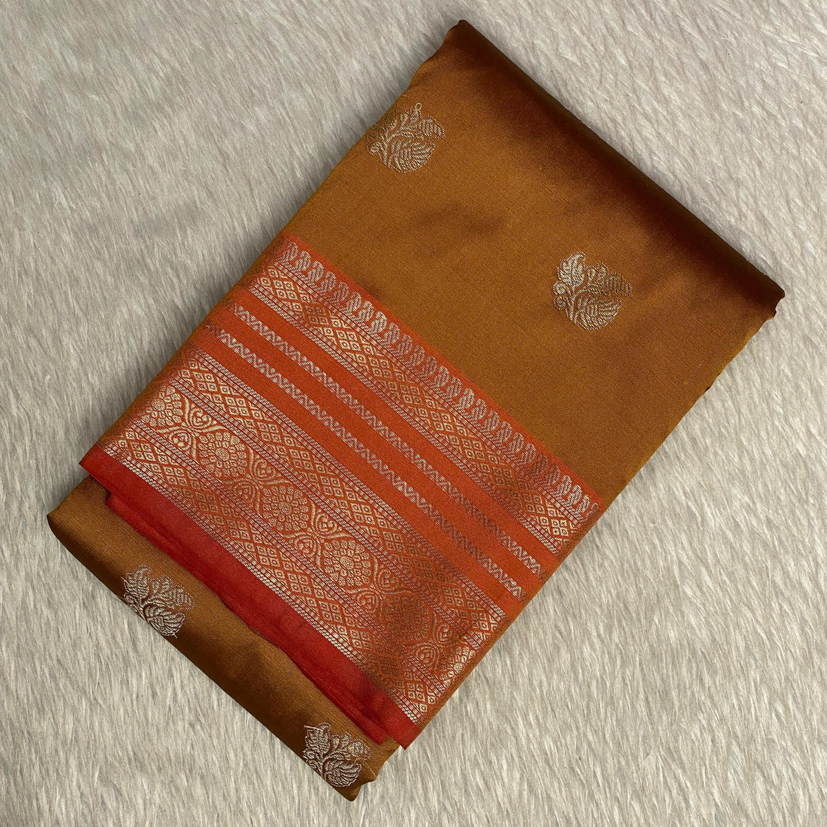 Traditional Golden Border Silk Saree Mustard