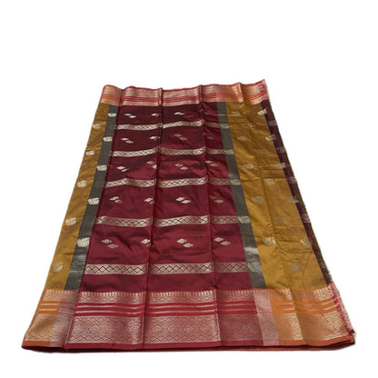 Traditional Golden Border Silk Saree Mustard
