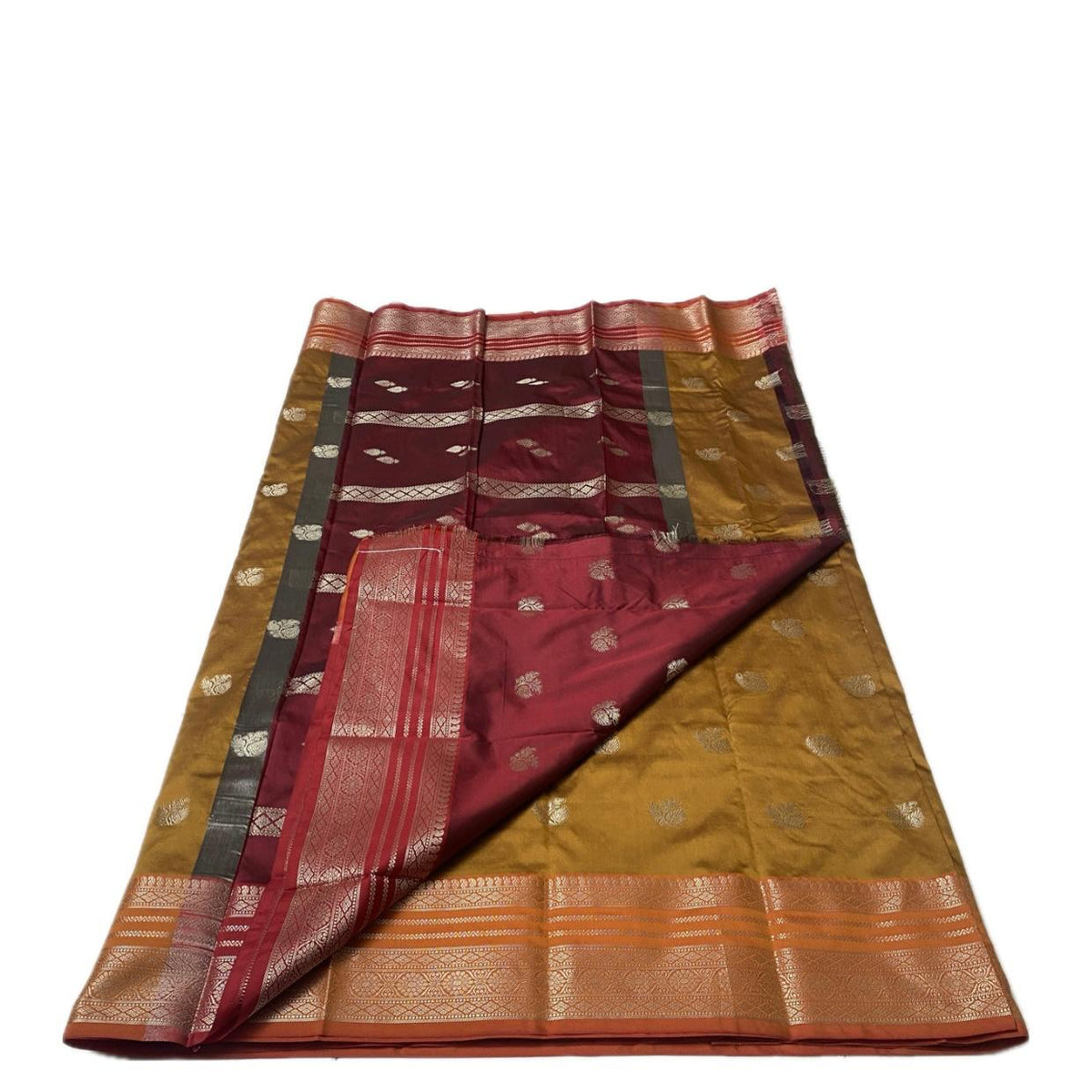 Traditional Golden Border Silk Saree Mustard