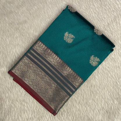 Traditional Golden Border Silk Saree Green