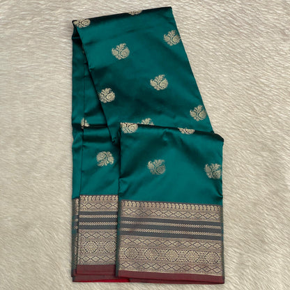Traditional Golden Border Silk Saree Green